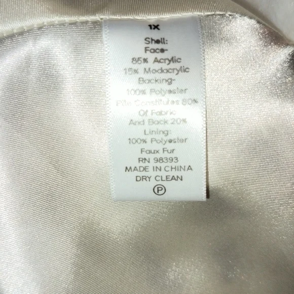 Dennis By Dennis Basso GOLD White Faux Fur Coat With Removable Collar NWOT